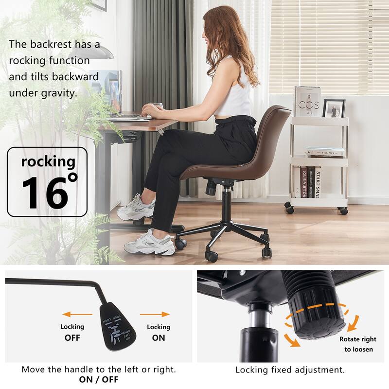 Ergonomic Office Chair Swivel Armless Desk Chair with Wheels