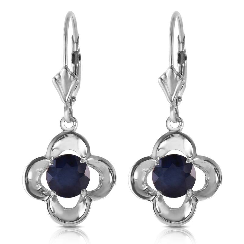 1.1 Carat 14K Solid Gold Leverback Gemstone Earrings Natural Sapphire