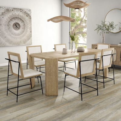 Furniture of America Elira Modern 7-Piece Oak Solid Wood Expandable Dining Set