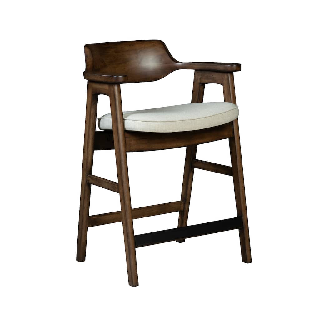Zsy Counter Stool Chair, Open Back, Java Brown Birch Wood, Sand White