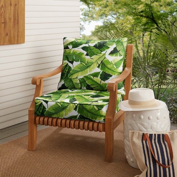 slide 1 of 4, Green Indoor/ Outdoor Deep Seating Pillow and Cushion Set (Set of 2)