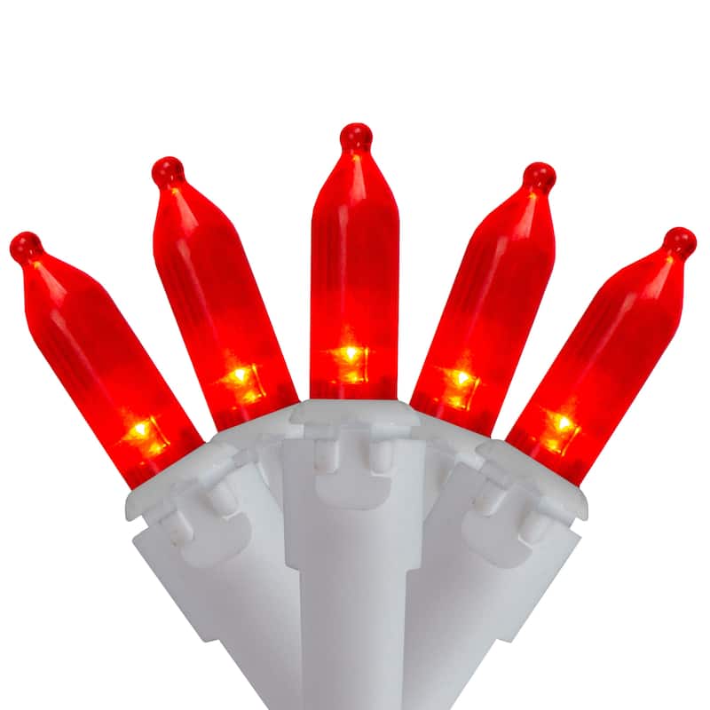 100-Count LED Mini Christmas Lights 33ft White Wire - 33' - Red
