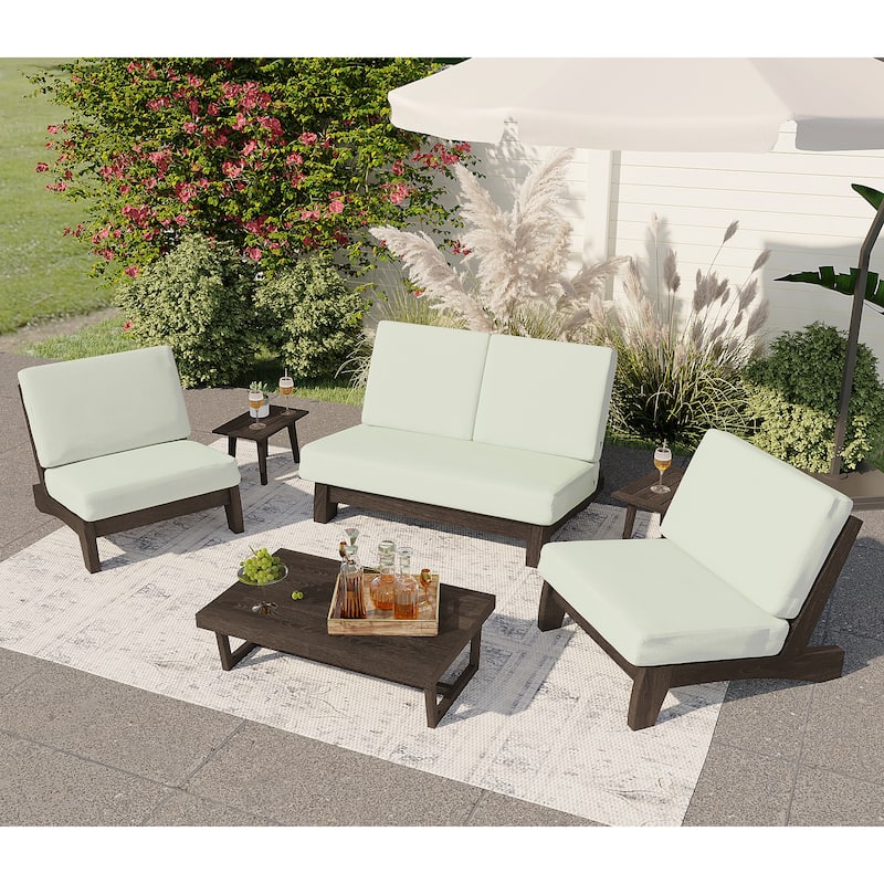 6-Piece Patio Set Solid Wooden Outdoor Sofa