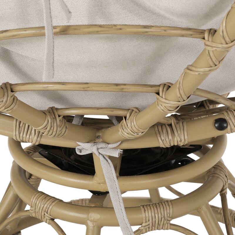 Maries Outdoor Papasan Swivel Chair with Cushion by Christopher Knight Home