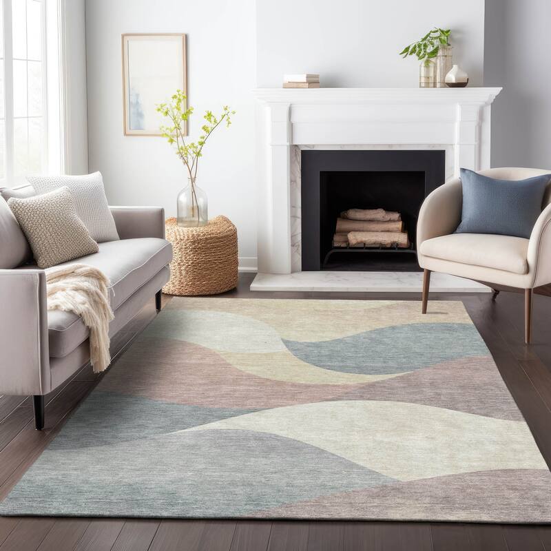 Machine Washable Indoor/Outdoor Soft Contemporary Chantille Rug