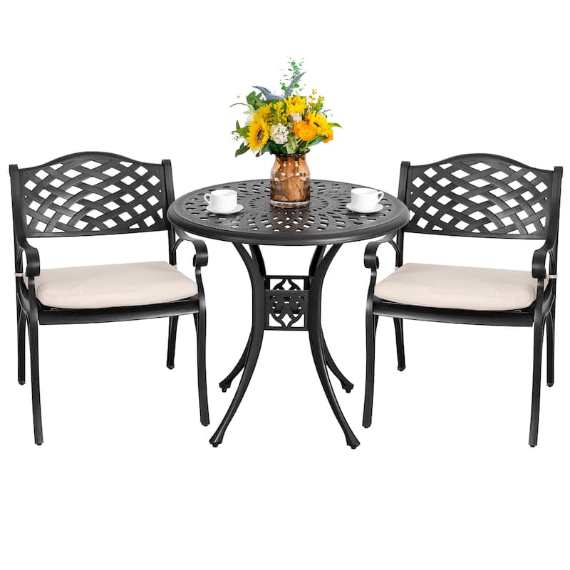 Outdoor 2-Person Cast Aluminum Bistro Set