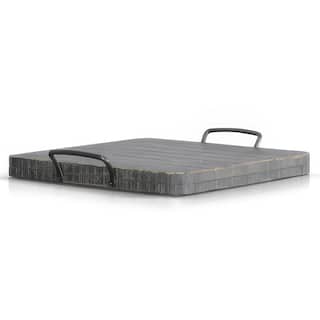 Rena Ottoman Tray with Metal Handles, 17 Inch Black Sand Mahogany Wood