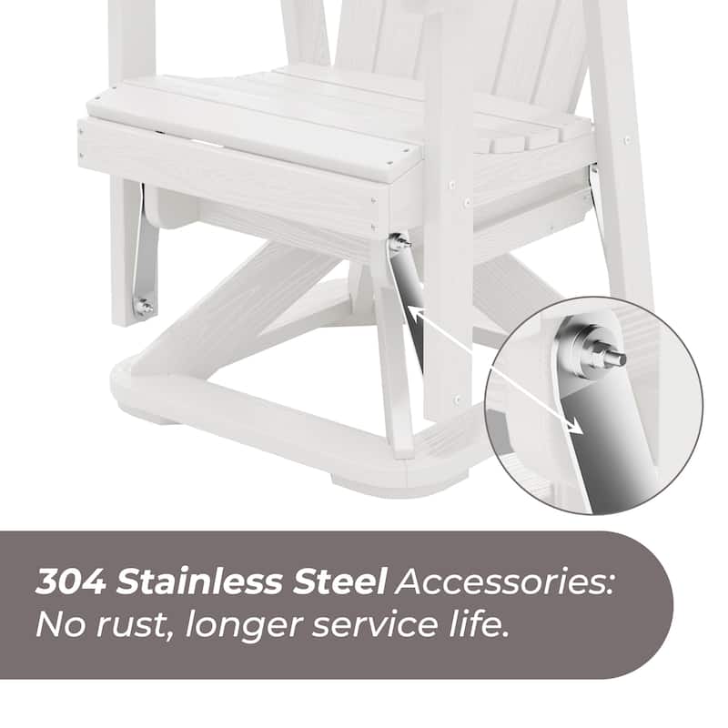 Set of 2 HDPE Adirondack Swivel Gliders, Outdoor Patio Chair Set