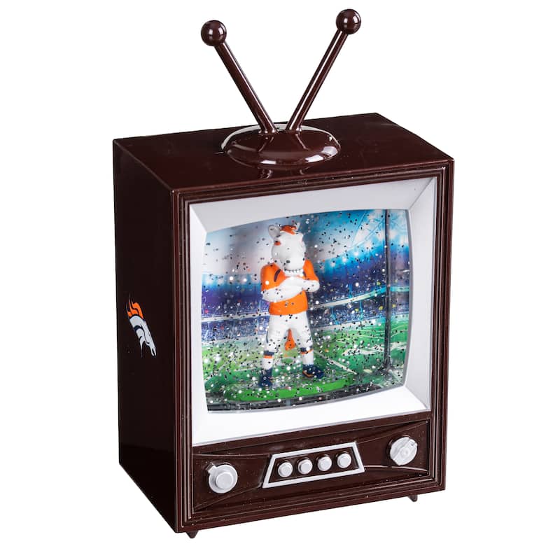 Denver Broncos 8 in. Vintage TV Light Up Water Lantern Snow Globe with Mascot