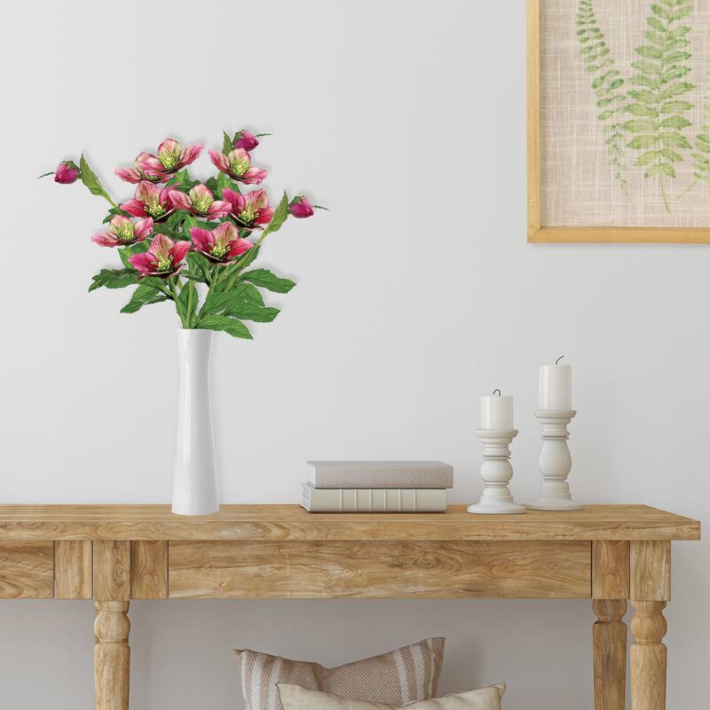 22" Pink Helleborus Artificial Decorative Spray