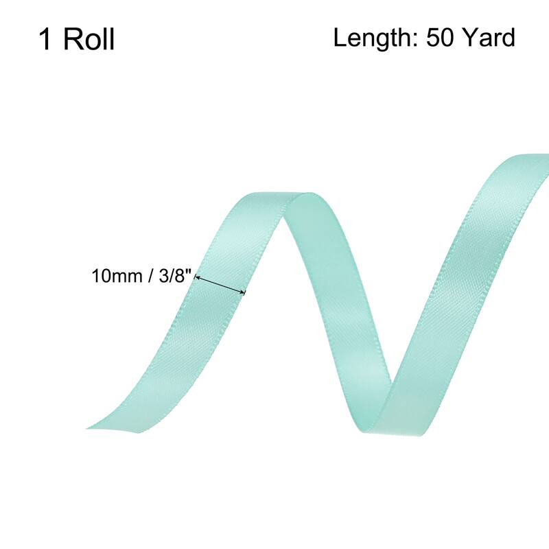 Satin Ribbon Grosgrain Thin Solid Silk Wedding Bouquet Ribbon Decor - Teal Blue - 3/8" x 50 Yard