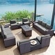 preview thumbnail 112 of 125, Kullavik 13 Pieces Outdoor Patio Furniture Set with Fire Pit Table w/ Wide Armrests w/Rattan Firepit - Grey