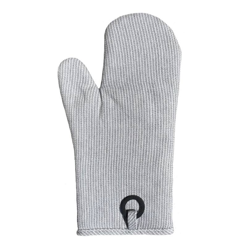 Grey Heat Resistant Thick Soft Quilted Lining Kitchen Oven Glove Mitts With Neoprene - 1 Pair