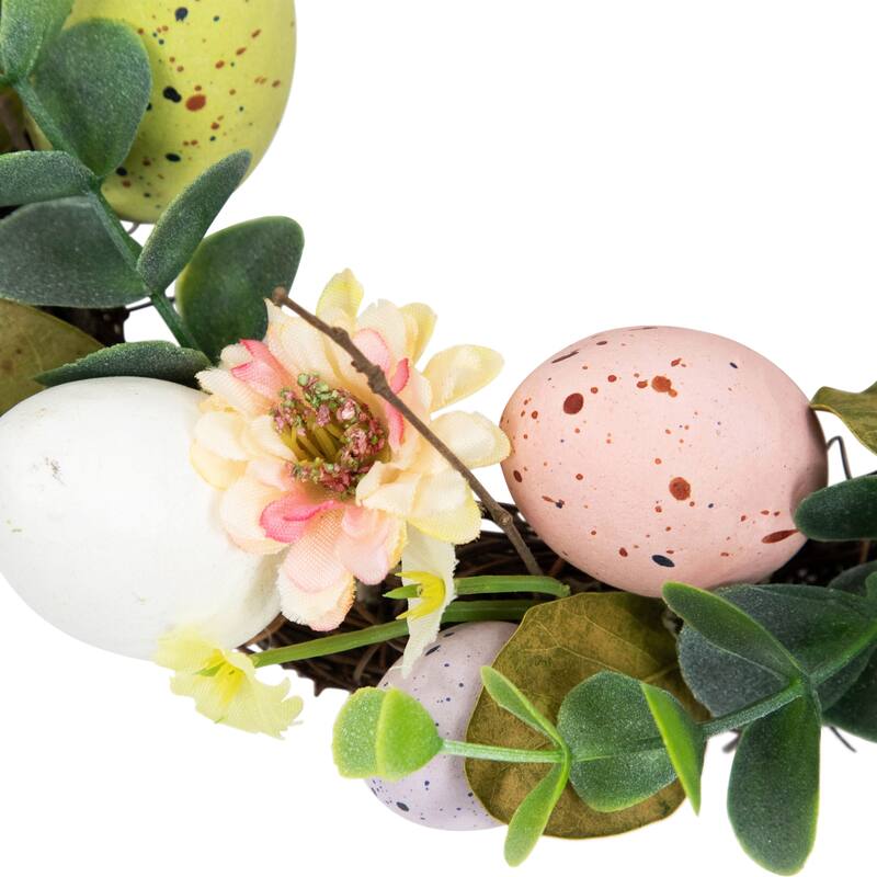 Pastel Speckled Easter Egg Artificial Mini Twig Wreath - 7"