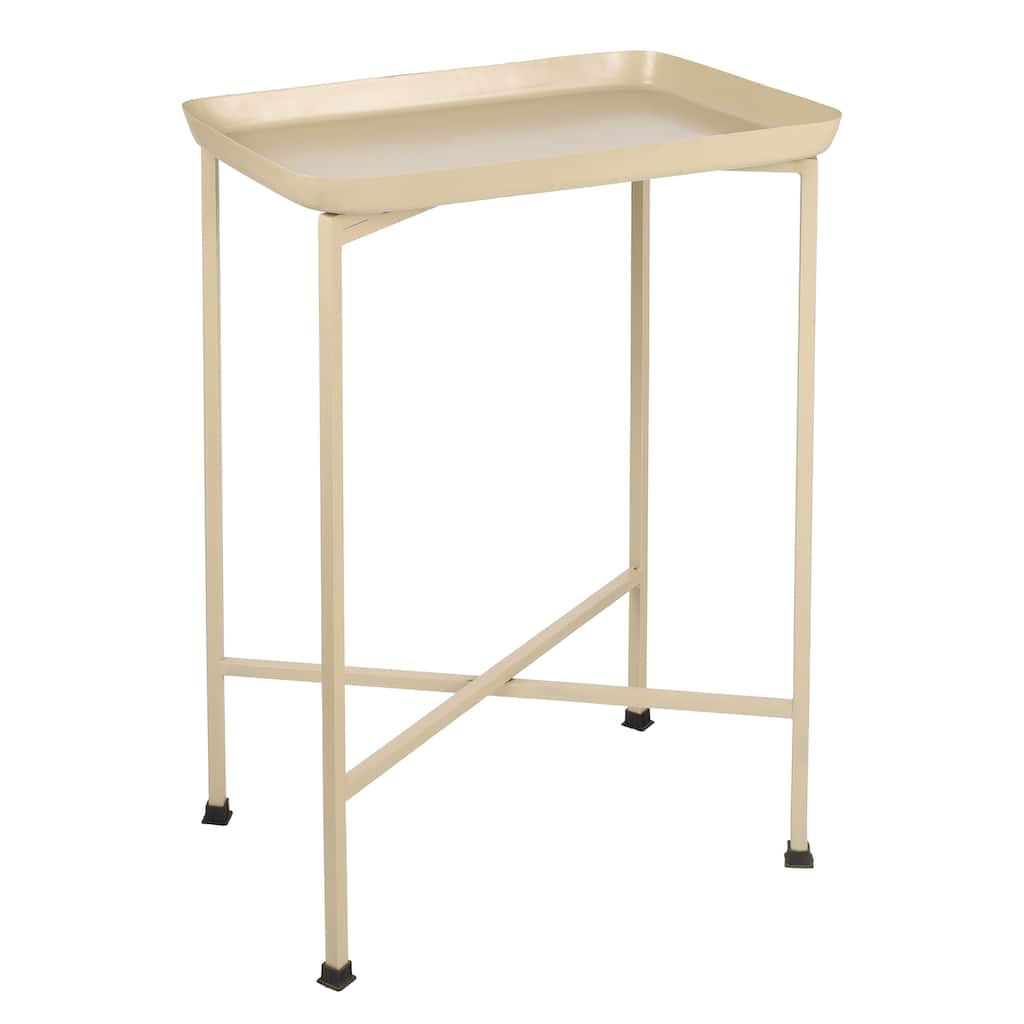 Sterling 26.25" Industrial Metal Foldable End & Side Table w/ Mirrored Tray Top, By JONATHAN Y