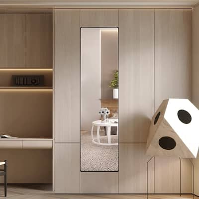 61" x 16" Full Length Mirror in Black with Round Stand