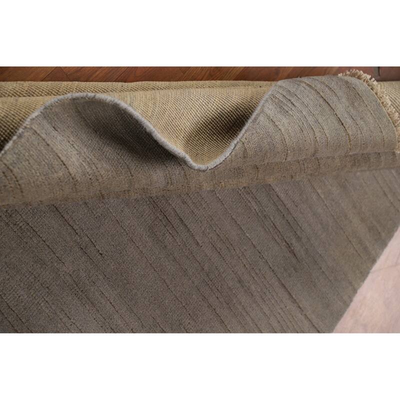Modern Gabbeh Oriental Rug Handmade Grey Wool Carpet - 4'10"x 6'10"