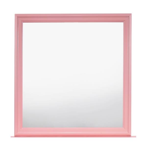 slide 2 of 4, Offex 38 in. x 38 in. Classic Square Wood Framed Dresser Mirror - Pink - 1"L x 38"W x 38"H