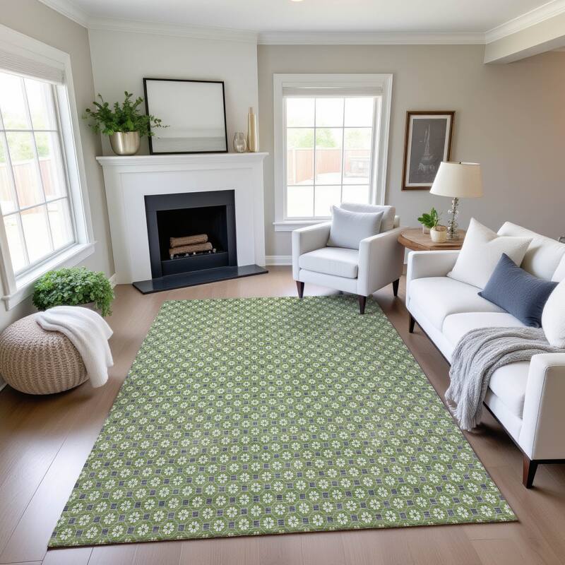 Premium Washable Super Soft Modern Imprints Mayfield Rug - Green - 9' x 12'