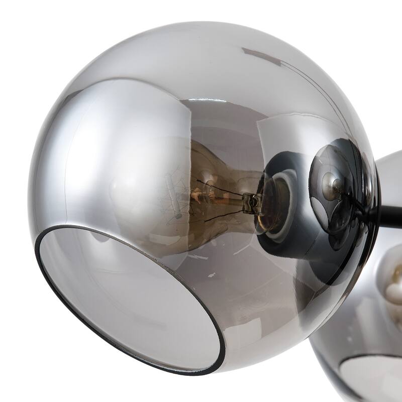 Mid Century Modern 8-Light Grey Glass Globe Sputnik Chandelier Lighting for Kitchen Island