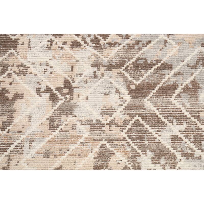 Geometric Contemporary Moroccan Oriental Area Rug Handmade Wool Carpet - 5'4" x 7'10"