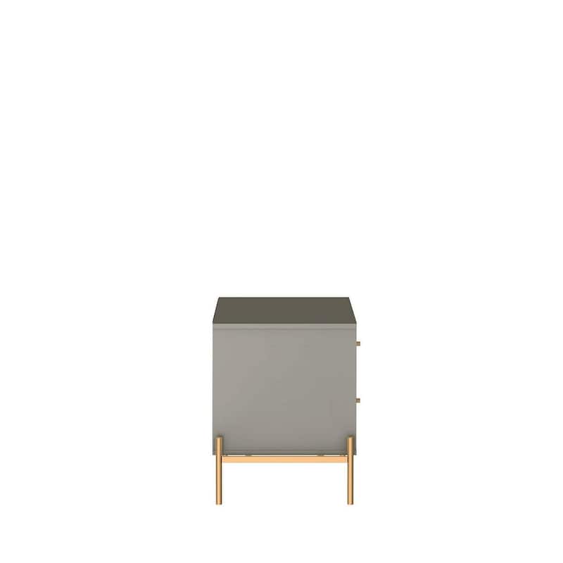 Manhattan Comfort Jasper Nightstand with Steel Gold Legs in White Gloss