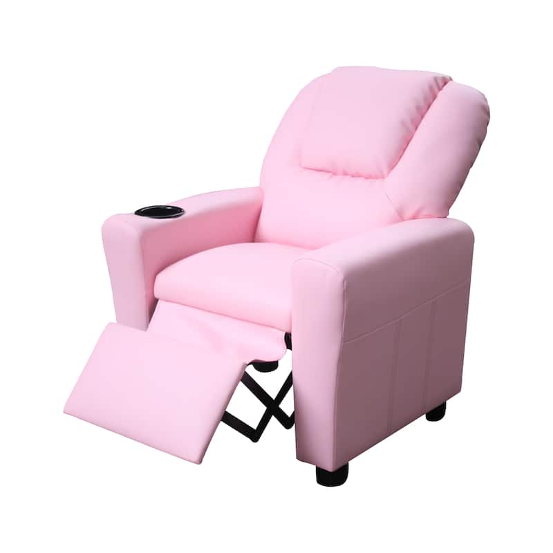 Marisa 23" Pink PU Leather Kids Recliner Chair with Cupholder