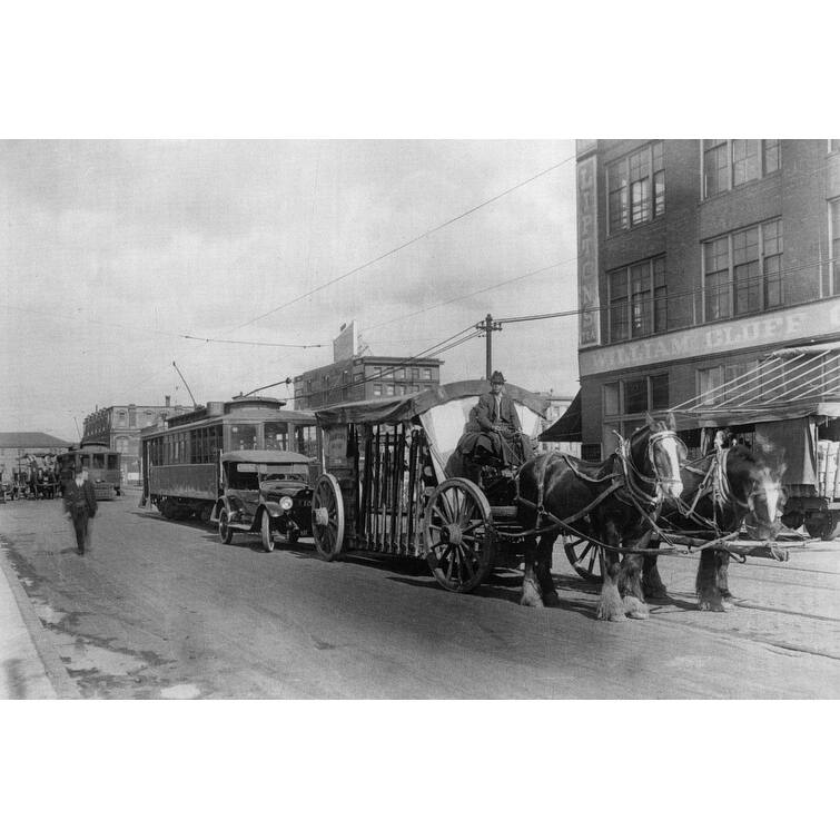 Horse drawn Wagon Black and White Gallery Wrapped Canvas Bed Bath