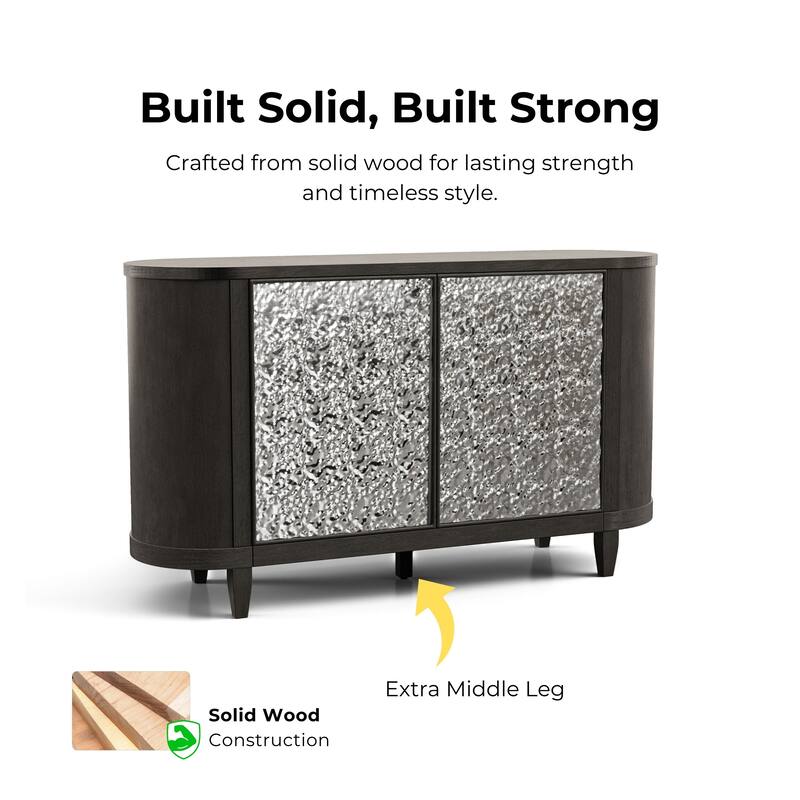 Furniture of America Piez Modern Ash Grey Wood 4-Shelf 2-Door Dining Server