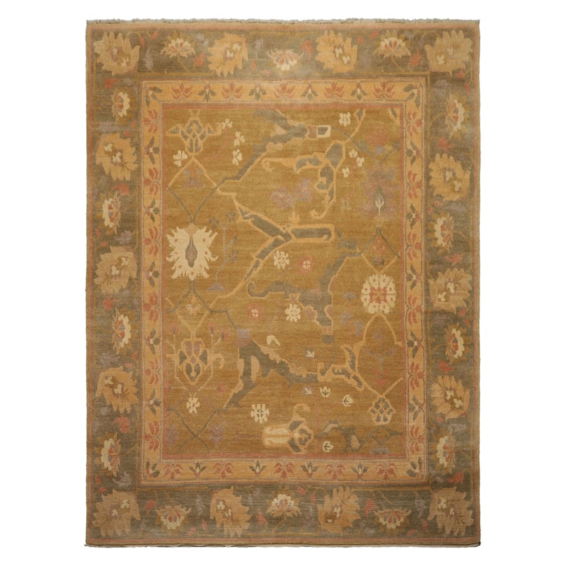 8x10 Hand Knotted Wool Mustard Tibetan Plush Pile 223 Bidjar Wash Rug - 8' x 10' - 8'  x 10'