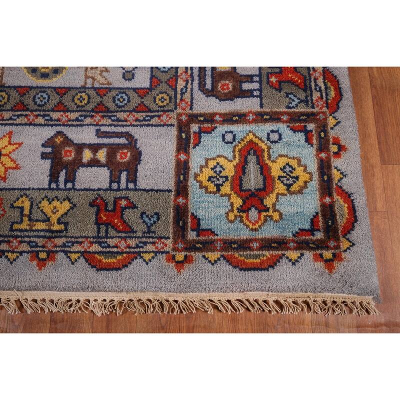 Tribal Geometric Heriz Serapi Indian Area Rug Hand-Knotted Wool Carpet - 8'11" x 11'8"