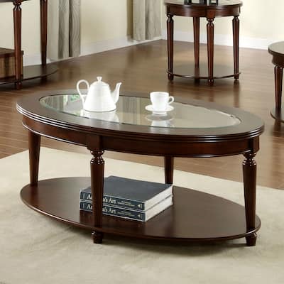 Coffee Table Open Bottom Shelf Beveled Glass Top