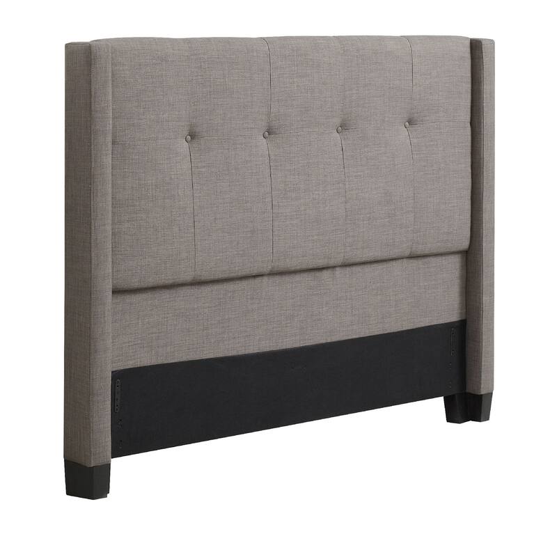 Adams Queen Size Headboard, Adjustable Metal Legs, Tufted Linen, Grey