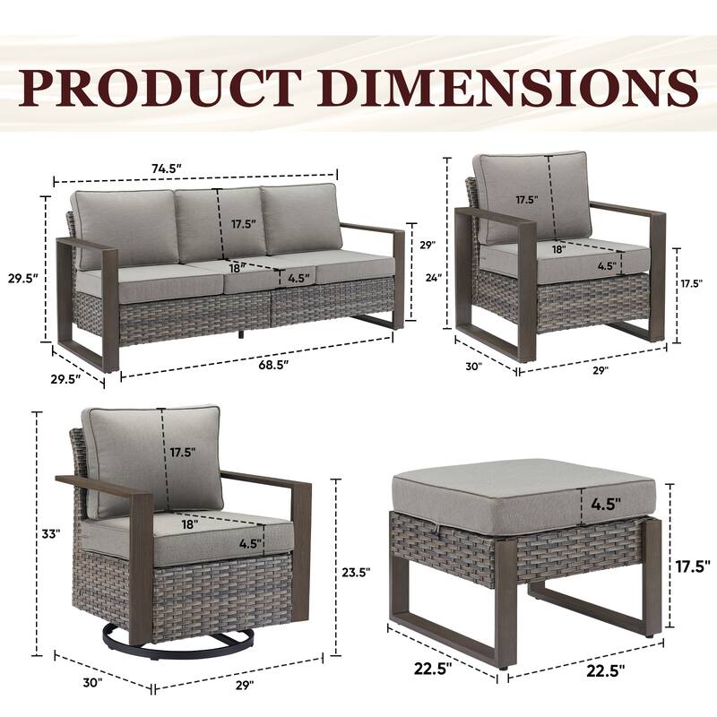 Gymojoy Outdoor Wicker Patio Furniture Sofa Set