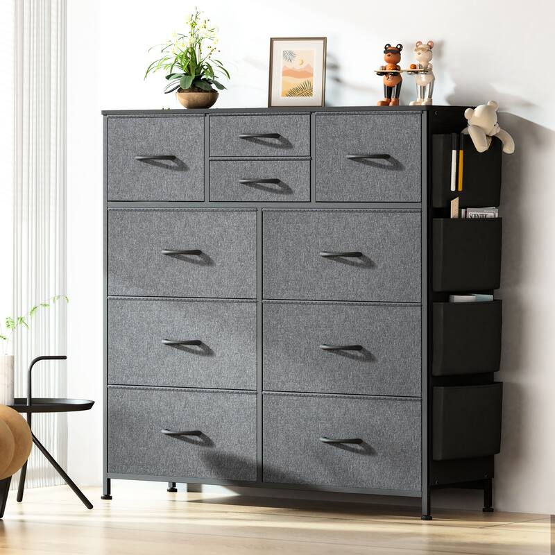 10 Drawer Dresser Closet Storage Tower Organizer Unit for Bedroom - Dark Grey