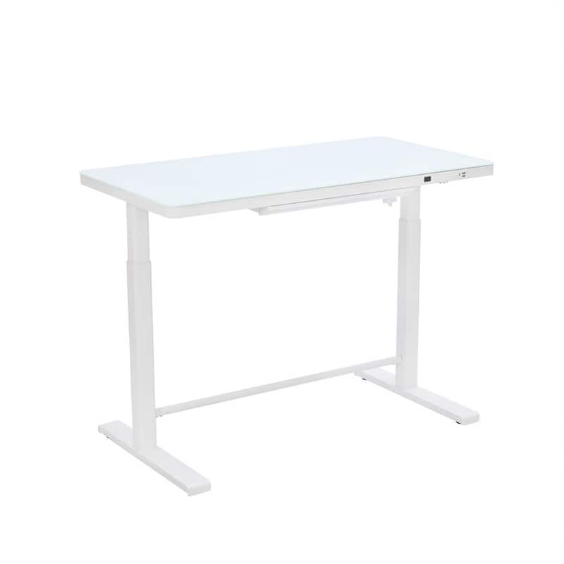 Rise Up Glass electric standing desk glass desktop adjustable height