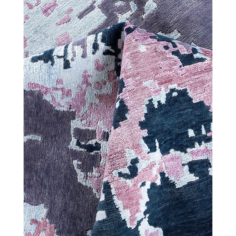 Modern One-of-a-Kind Hand-Knotted Area Rug - Gray, 8' 10" x 12' 0" - 8' 10" x 12' 0"