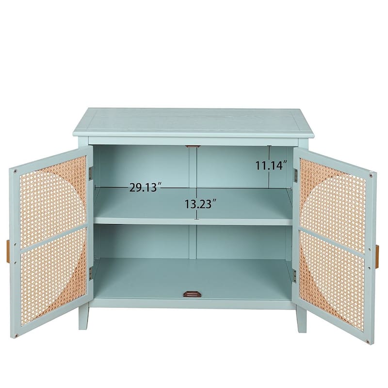 Woven Rattan Wicker Doors Accent Cabinet Sideboard
