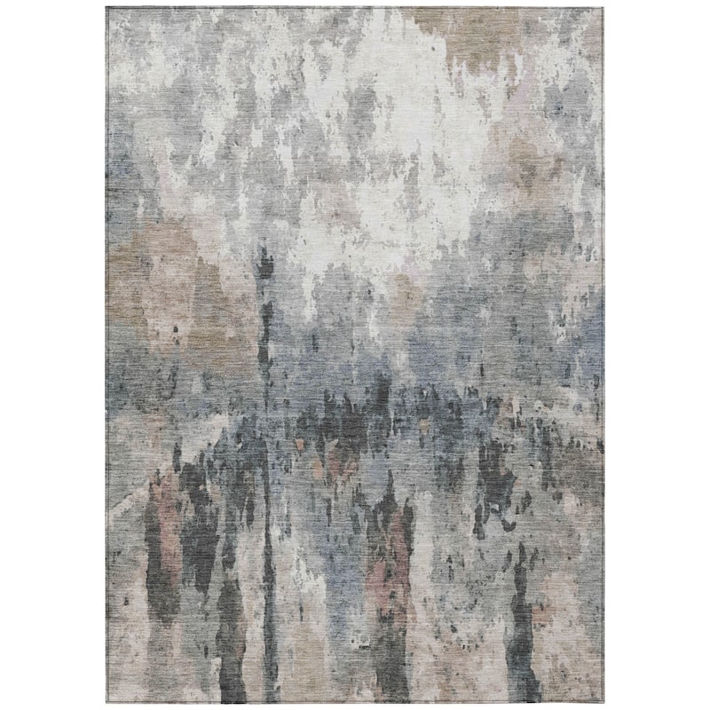 Machine Washable Indoor/ Outdoor Abstract Modern Chantille Rug