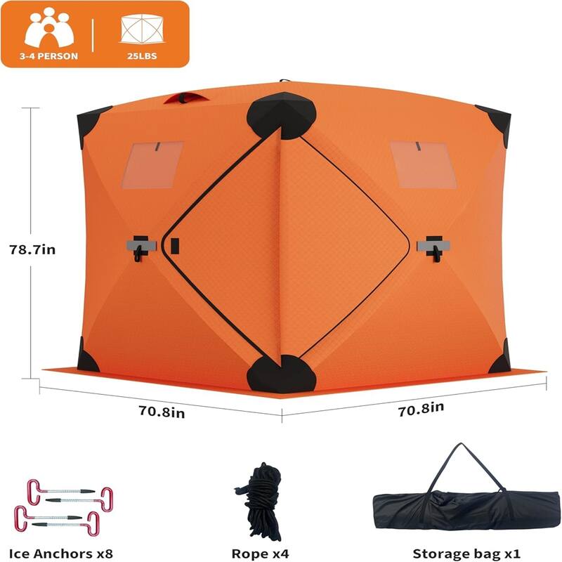 Pop-Up Ice Fishing Tent For 4 To 6 People - N/A