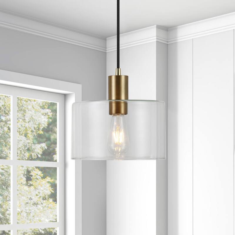 Henri Hand-Blown Metal/Glass Pendant - Brass