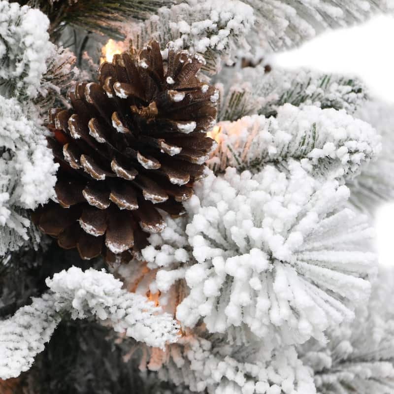 Puleo International 3.5' Pre-Lit Flocked Artificial Christmas Tree