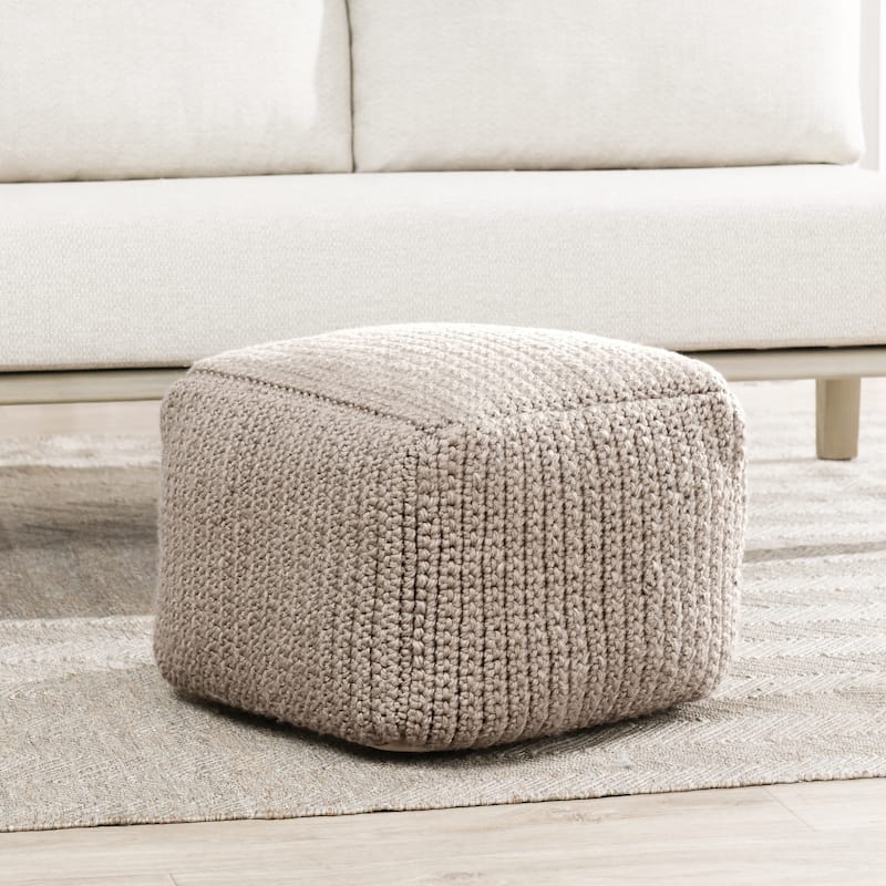 Villa by Classic Home Prism 18" Handwoven Square Pouf - Natural