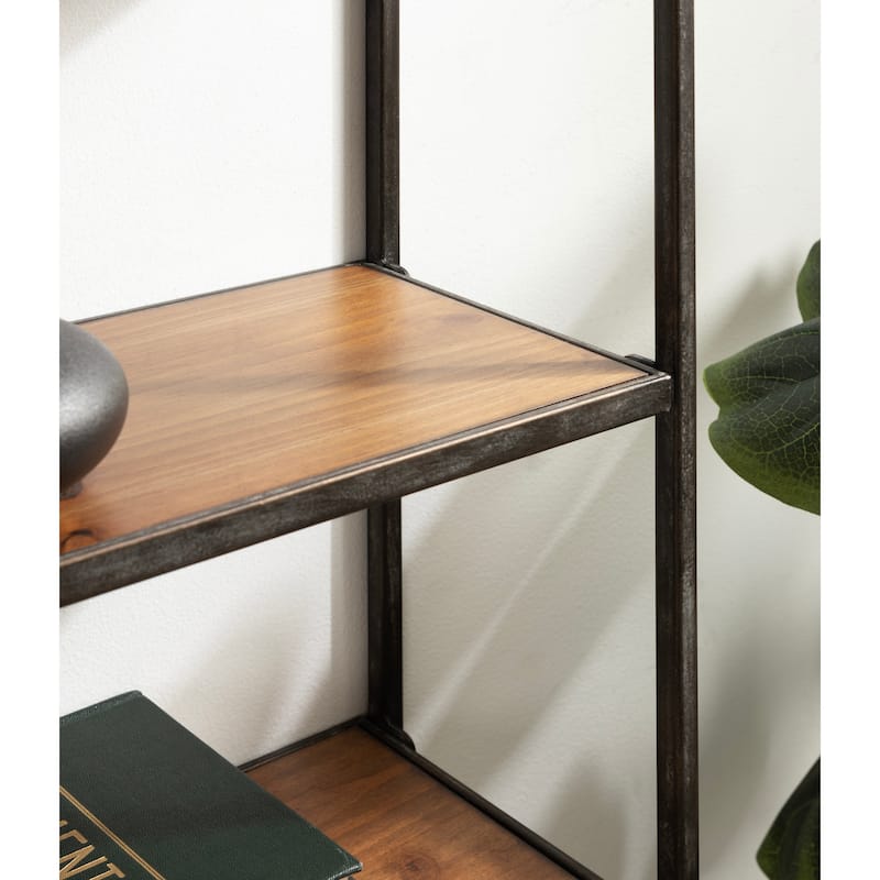 Kate and Laurel Adela Rustic Wood and Metal Wall Shelf