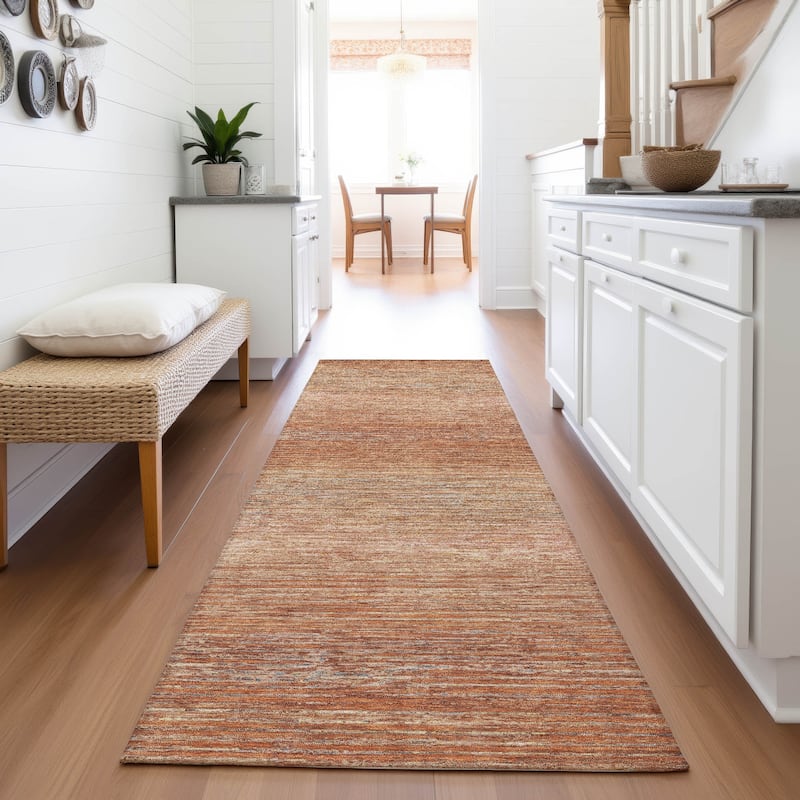 Premium Washable Super Soft Ombre Stripes Mayfield Rug - Copper - 2'3" x 7'6"