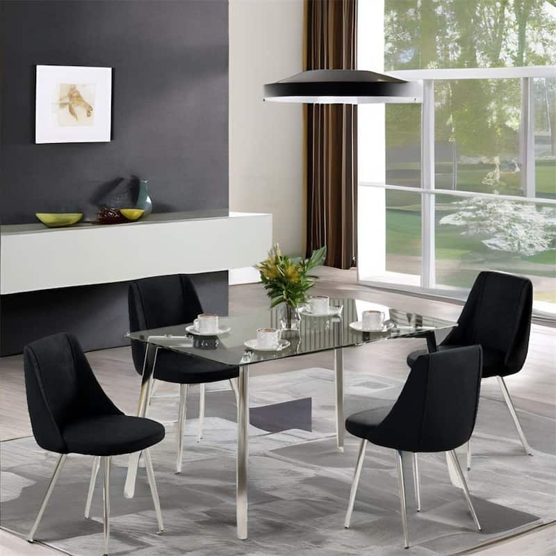 Modern Light Luxury Velvet Dining Chair with Metal Legs(Set of 4)