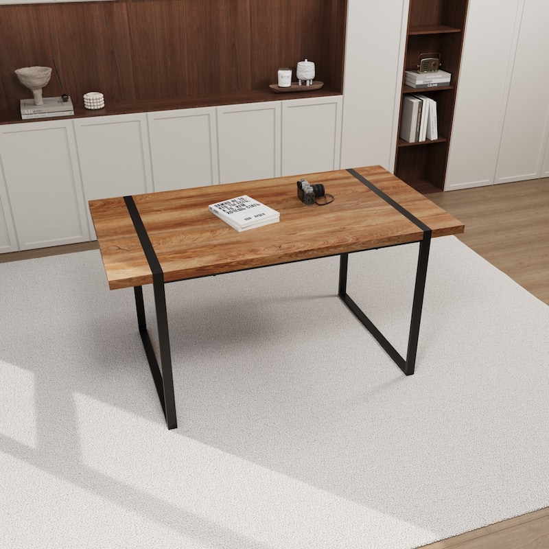 5-Piece Dining Table Set with Table and Ergonomic Chairs, Anti-Slip Foot Mats, Waterproof Tabletop, C-Shaped Chair Base