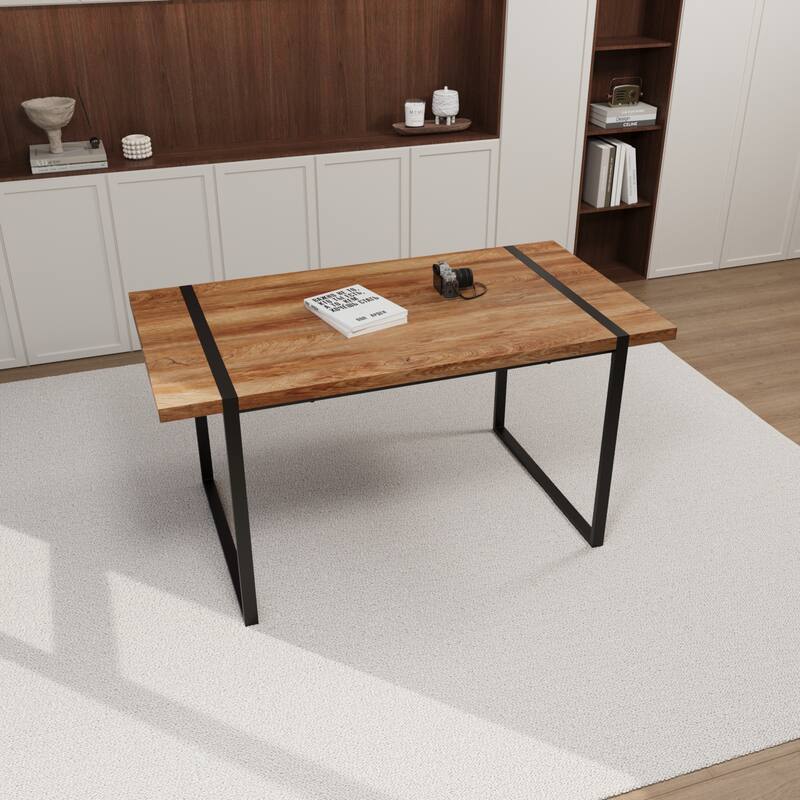 59 " Modern Kitchen Table with MDF Wood Top and Metal Frame Perfect for Dining or Coffee - 59”L x 31.5”W x 29.9”H