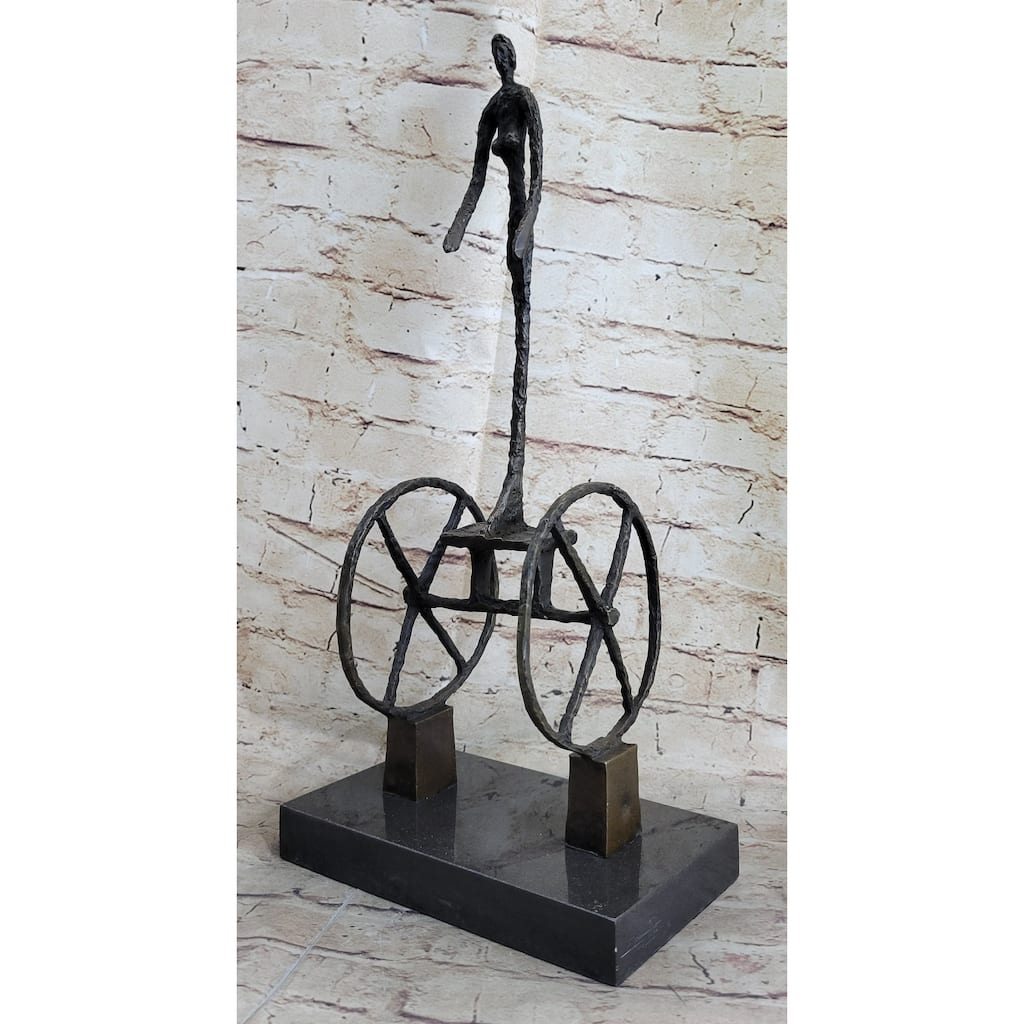 Le Chariot By Alberto Giacometti - Surrealist Bronze Sculpture On Marble Base