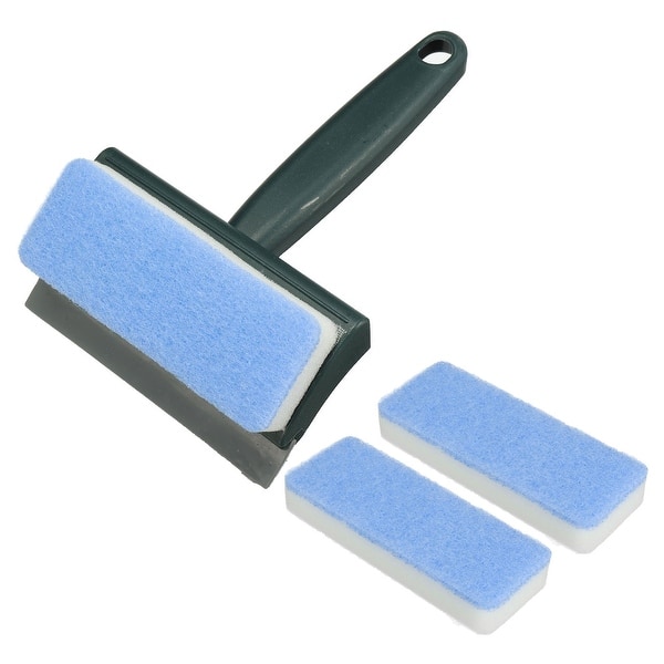 Shower Squeegee Cleaning Kit with Sponge & 2 Extra Head Green Handle - Bed  Bath & Beyond - 35709213